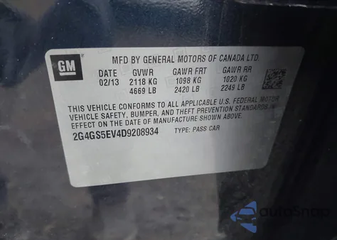 2013 Buick Regal Turbo - Premium 1 from USA, damaged, VIN 2G4GS5EV4D9208934